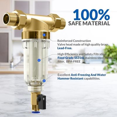 De Filtratierotatie van 40 Micronflushable onderaan Water Prefilter voor Huis