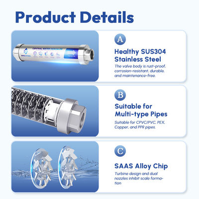 Voor het hele huis zoutvrije waterconditioner 3/4 inch 0,15-1,5MPa voor thuis kraan douche sanitaire installaties systeem ontkalken