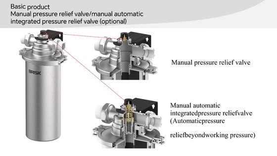 Vlekkeloos staal 5-micron filtratie-voorfilter met handmatig drukverlagend klep