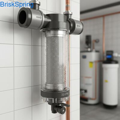 Een lichtgewicht waterfilter voor het hele huis met een anti-blokkerende structuur van roestvrij staal van voedselkwaliteit en een doorstroming van 22 GPM