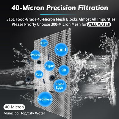 Handmatige voorfilter voor water voor het hele huis van de vierde generatie met een filtratie-nauwkeurigheid van 40 μm en herbruikbare meshfiltratie