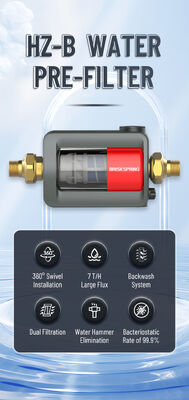 BriskSpring HZ-B-BS 40 Micron Whole House Sediment Pre Filter met SUS316L roestvrijstalen mesh en 7 T/H High Flow Capacity