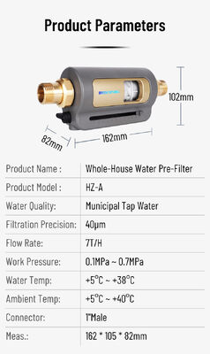 BriskSpring HZ-A 7 T/H 40 Micron Voorfilter voor sediment van het hele huis met 360 graden draaiende installatie
