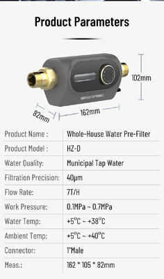 BriskSpring HZ-D 40 Micron Whole House Sediment Pre Filter met 7 T/H Flow en 360 graden draaiende installatie
