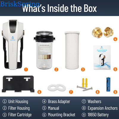 BriskSpring N1-2C-BS Whole House Water Filtration System with 1-10 Micron Filtration and 3 T/H Flow Rate Featuring Quick-Service Cartridge