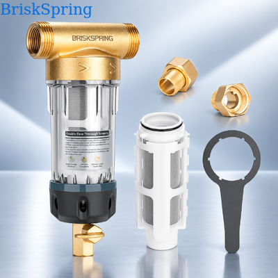 Handmatige voorfilter voor water voor het hele huis van de vierde generatie met een filtratie-nauwkeurigheid van 40 μm en herbruikbare meshfiltratie