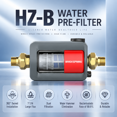 HZ-B Horizontaal Waterfilter voor het hele huis 40 Micron Handmatige Spoeling Sedimentfilter 7T/H