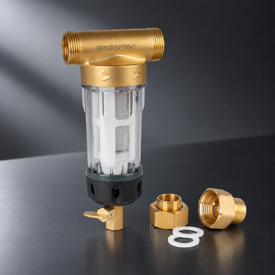 40 Micron Waterfilter voor het hele huis met herbruikbaar gaas en handmatige spoeling voor sedimentverwijdering