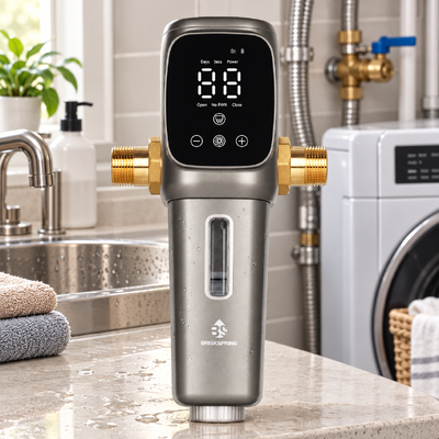 Volledig automatische voorfilter voor water voor het hele huis met 40 micron nauwkeurige filtratie en SUS 316L roestvrijstalen gaas-sedimentvoorfilter